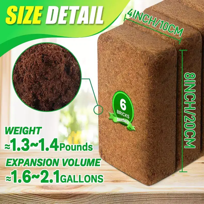 ACOINEL 6 Pack Premium Coco Coir Bricks, 100% Organic Coconut Husk for Gardening, Potting Soil Substrate