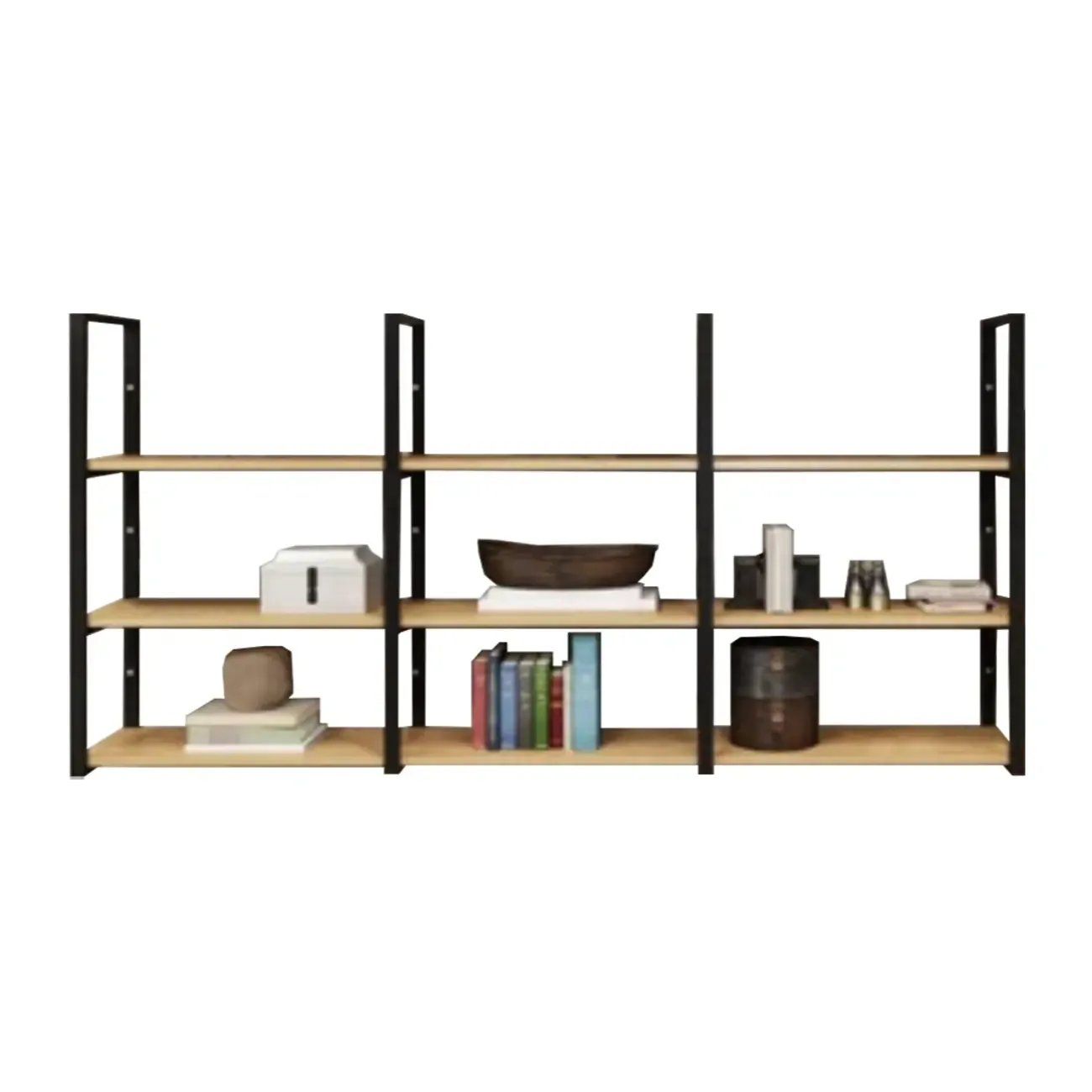 Industrial Wall-Mounted 3-Tier Wood Display Shelf