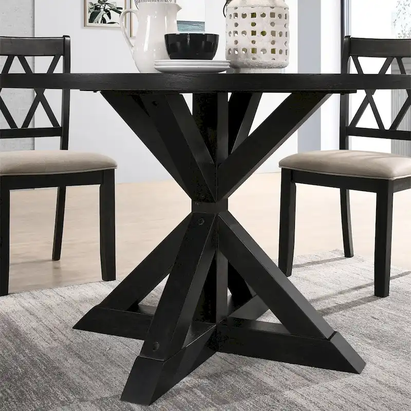 Cross-Buck Base Dining Table in Black