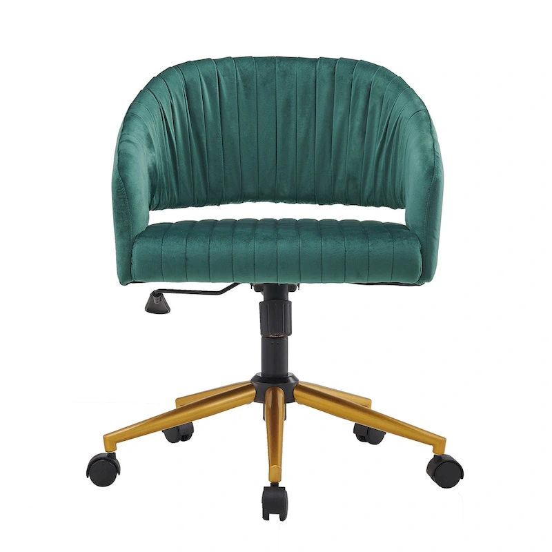 Modern Gold Office Chair Velvet Task Chair Swivel Height Adjustable Computer Chair