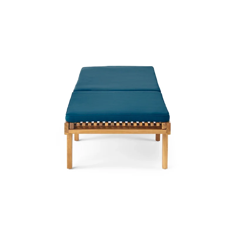 Nadine Outdoor Acacia Wood Chaise Lounge and Cushion Set by Christopher Knight Home