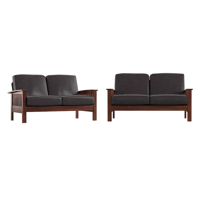 Mission-Style Wood Loveseat - 2 Seater