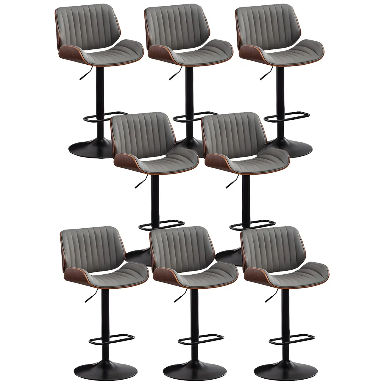 Elegant Wood Leather Red Swivel Adjustable Bar Stool