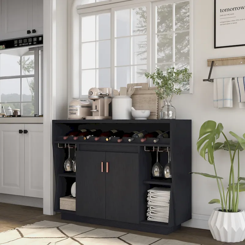 Contemporary Black 47-inch 4-shelf Dining Buffet