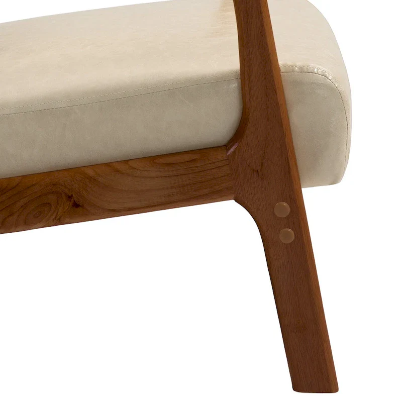 Mid-Century Modern Upholstered Accent Chair with Wood Frame