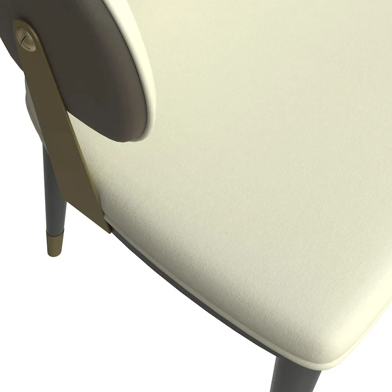 Leather Dining Chair in Iron with Gold Accents Design Modern Ergonomic Side Chair