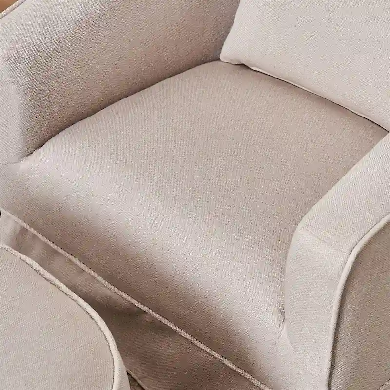 Swivel Barrel Chair with Ottoman and Black Metal Base