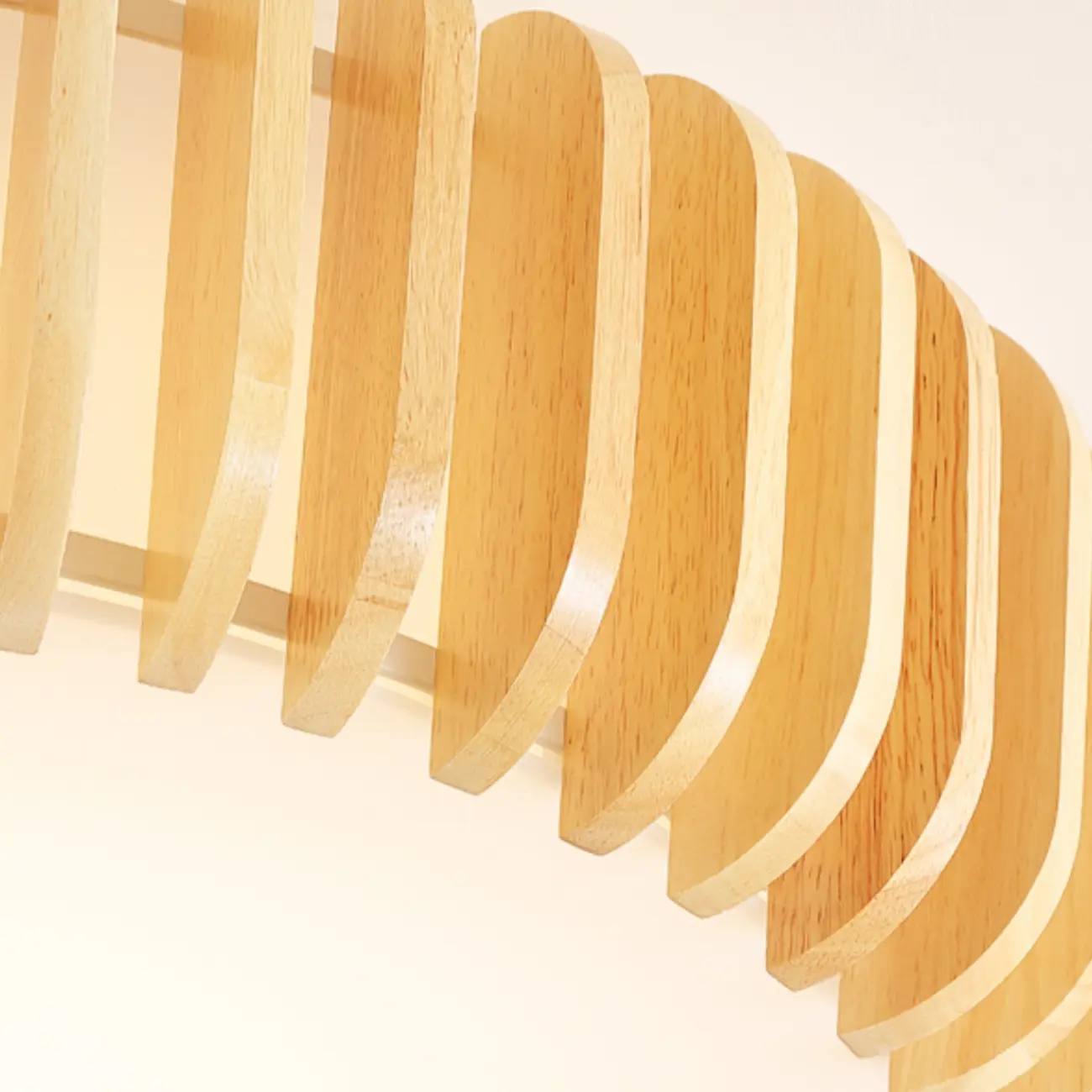 Natural Wood Circular Dimmable LED Flush Mount Ceiling Light