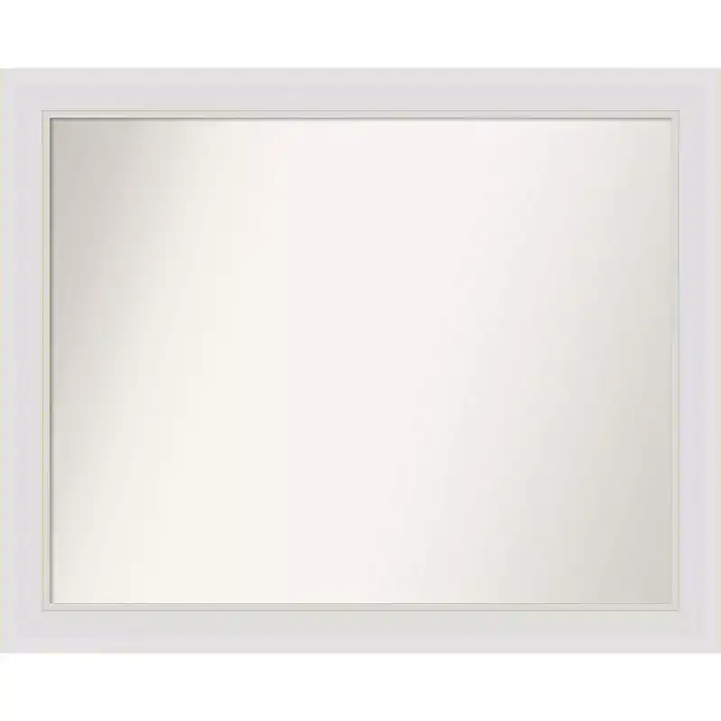 32" x 26" Non-Beveled Flair Soft White Narrow Wall Mirror - Amanti Art: Modern Rectangle, Polystyrene Frame, Included Mounting Hardware