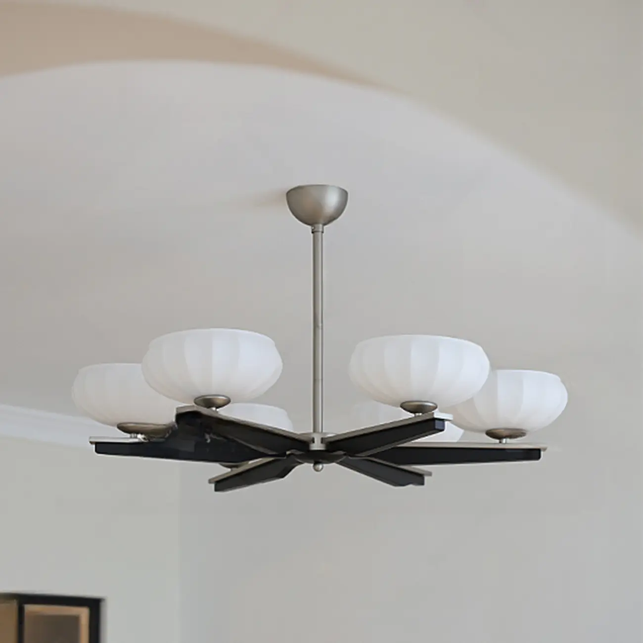 Gold Glass Flower Shaped Modern Linear Chandelier Light