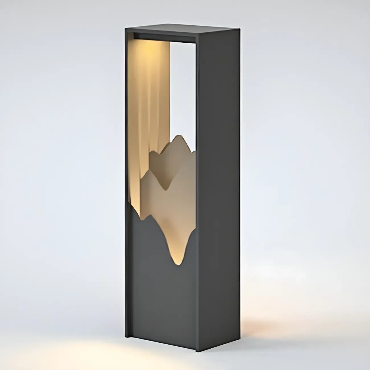 Vertical Geometric Mountain Outline Post Cap Light