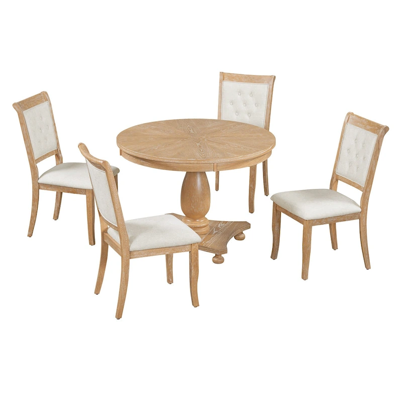 Lak Retro 5-Piece Dining Sets with Upholstered Chairs by GDFStudio