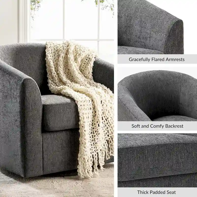 Cuenca Modern Upholstered Barrel Chair with Swivel Base