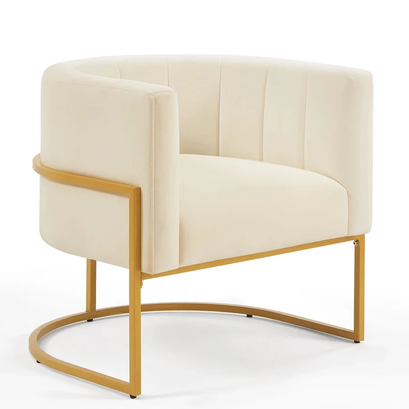 Accent Chair with Golden Metal Stand
