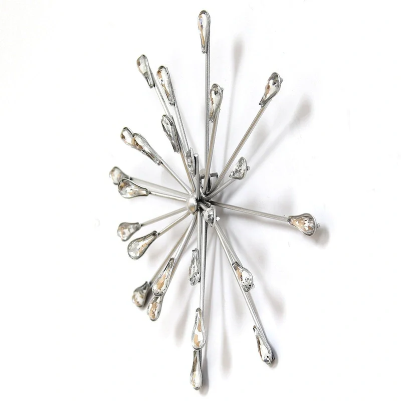 Acrylic Burst Silver Metal Wall Decor - 10  W x 2  D x 10  H