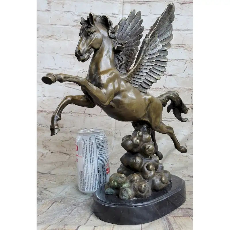 Flying Pegasus Winged Imitative Horse Greek Mythology Bronze Statue Sculpture Signed 15 Inches X 14 Inches