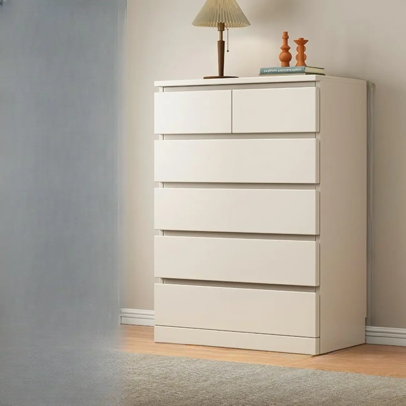 Modern Natural Wood Gloss Surface Dresser with 8-Drawers