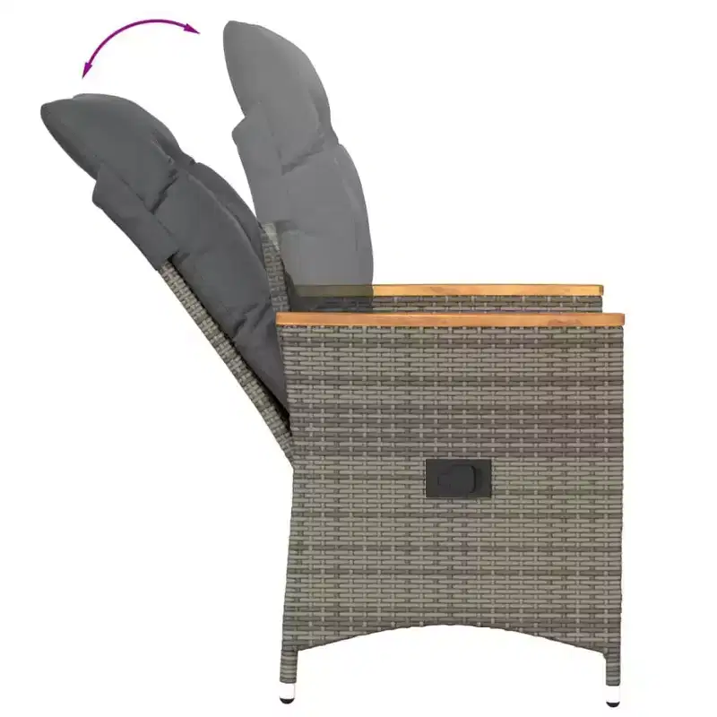 vidaXL Bistro Set with Cushions Poly Rattan