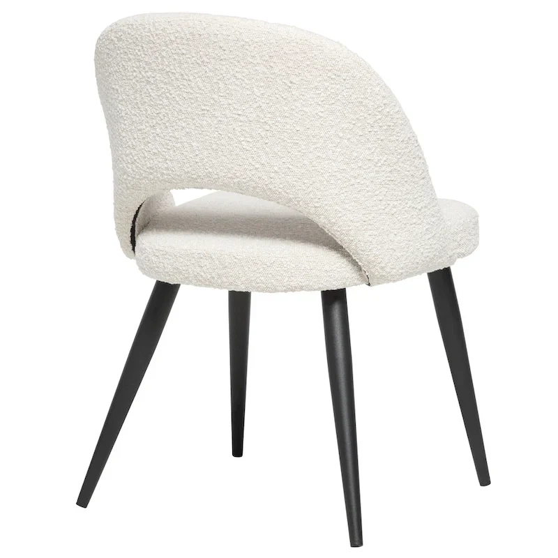Boucle Upholstered Dining Chair - Beige, Mid-Century Style