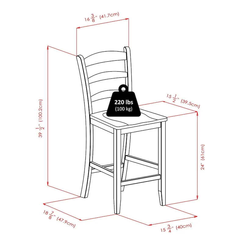 3-Pc Drop Leaf Table with Ladder-back Counter Stools, Walnut