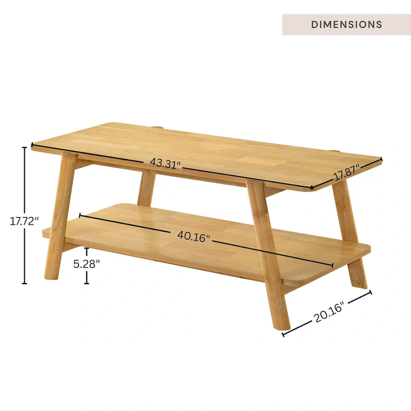 Mid-Century Modern Wood Shelf Coffee Table