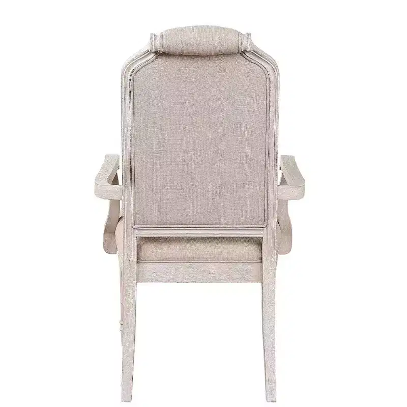 Acme Furniture Wynsor Dining Chairs Arm Chair Fabric/Vintage Bone White Finish