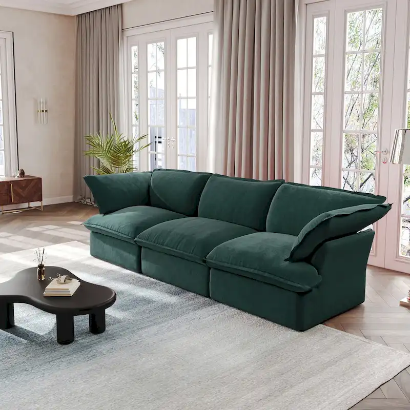 Modular Sectional Sofa Couch, 122.82 Velvet 3 Seater Sofa
