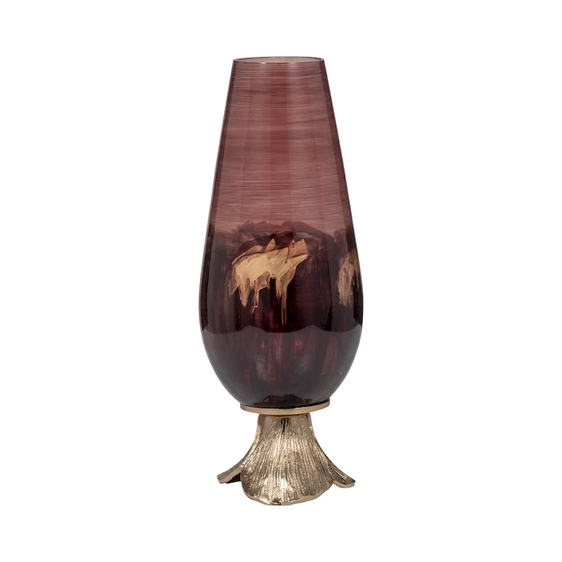 Sagebrook Home Abstract Glass Vase with Gold Accents