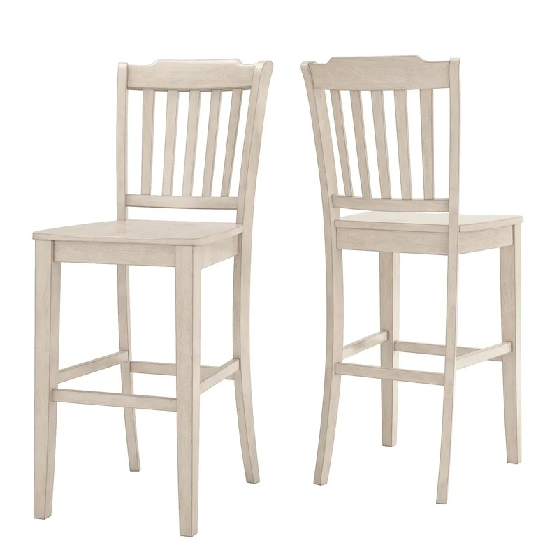 Slat Back Bar Height Chairs (Set of 2)