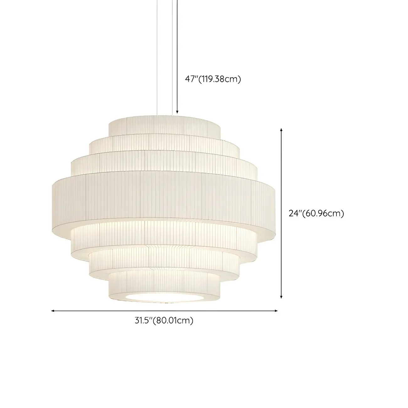 Modern White Geometric Fabric Tiered Chandelier
