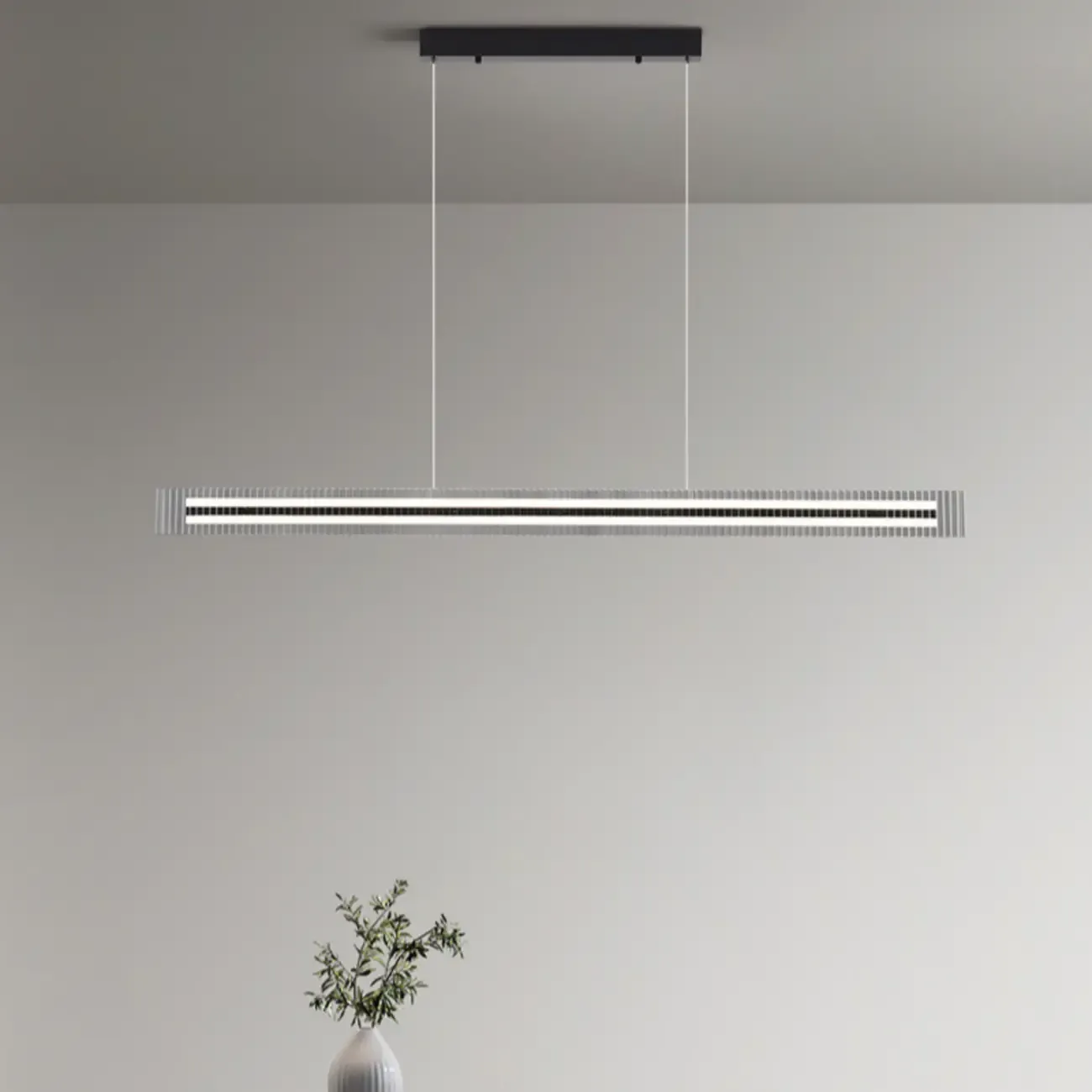 Modern Linear Black LED Hanging Pendant Lights for Kitchen