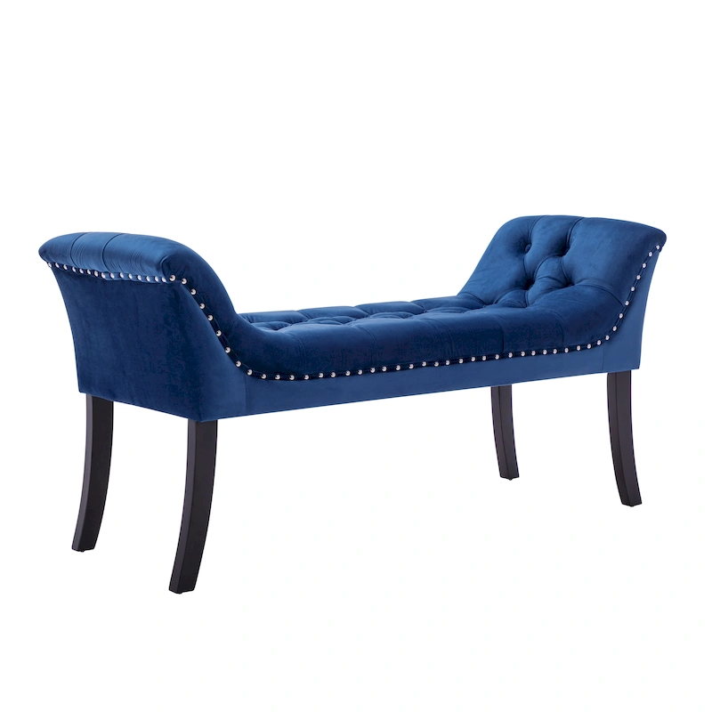 Porthos Home Sybil Tufted Velvet Accent Bench with Rubberwood Legs