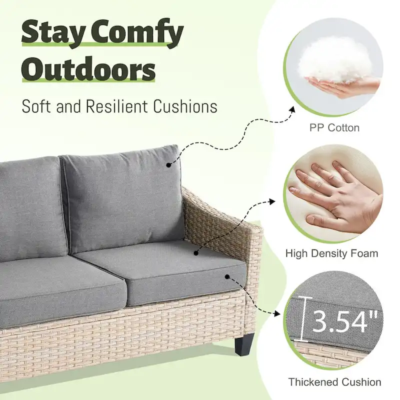 HOOOWOOO 8-piece Wicker Patio Furniture Conversation Sofa Set