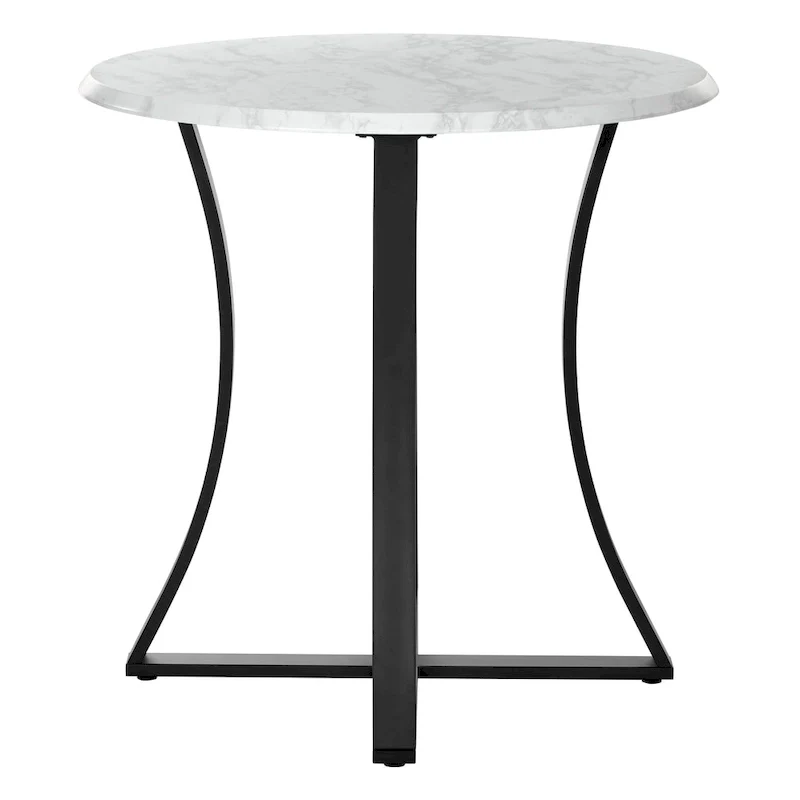 3-Piece 36  Round Top Counter Height Dining Table with 2 Faux Leather Stools