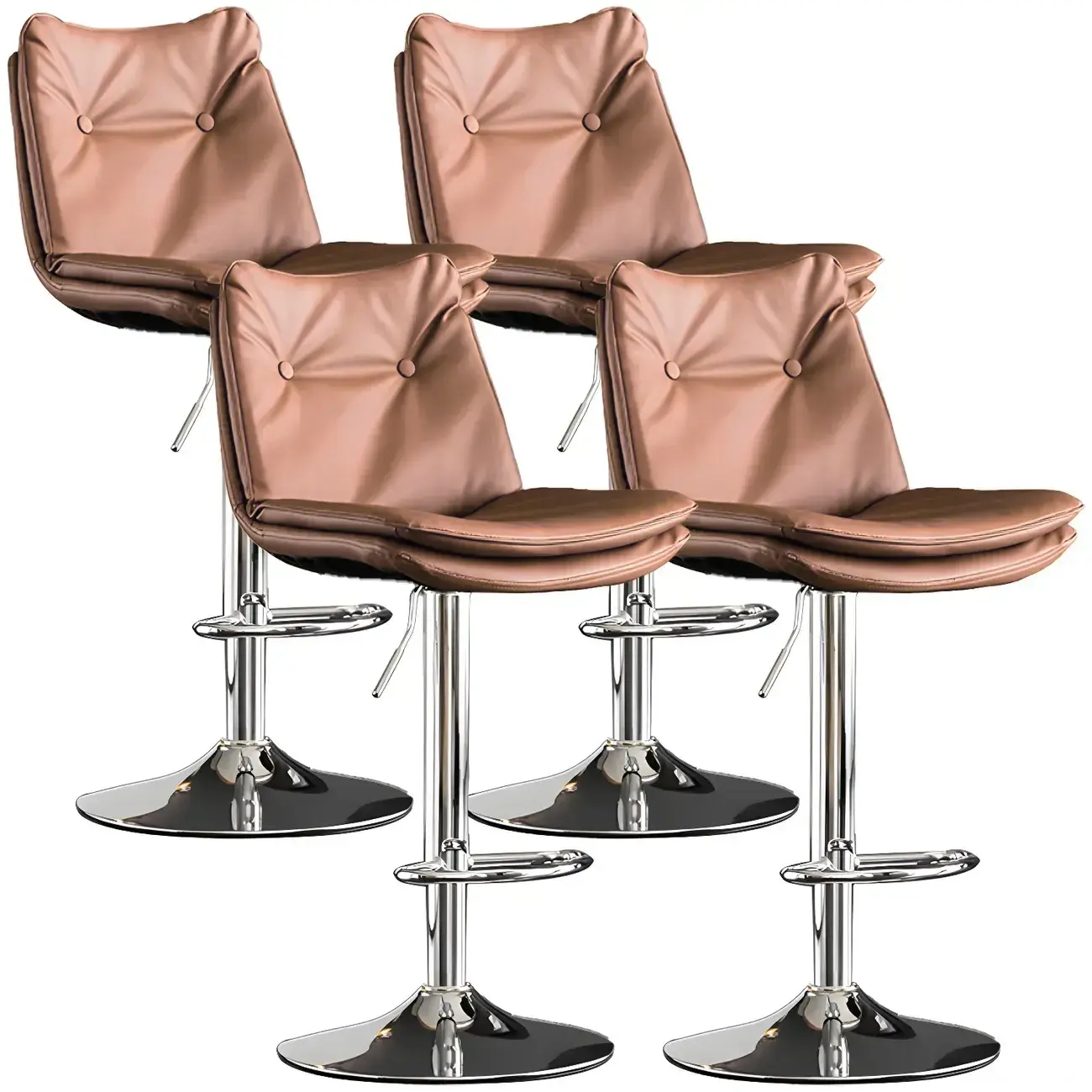 Modern Adjustable Leather Swivel Bar Stools