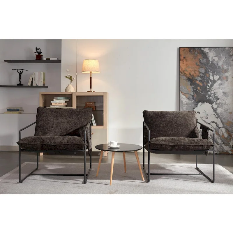Upholstered Hanging Armchairs with Arm Pockets, Metal Frame