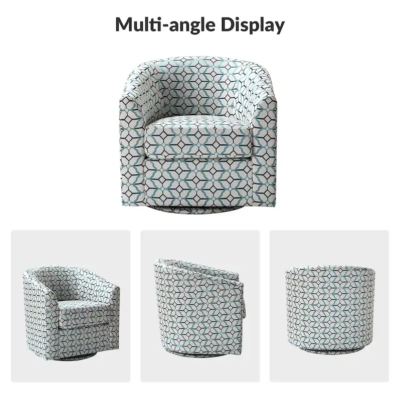 Cuenca Modern Upholstered Barrel Chair with Swivel Base