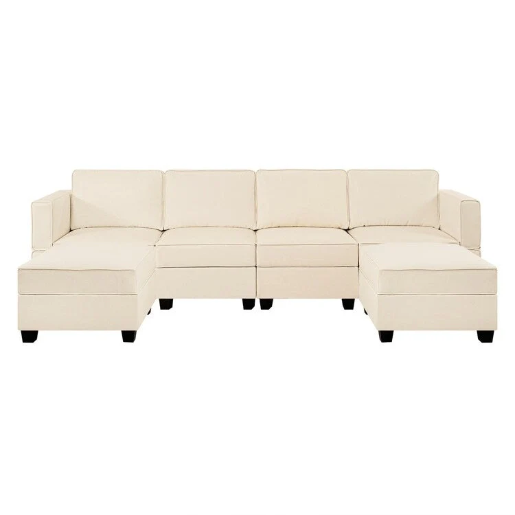 Modular U-Shaped 4 seater Air Leather Sofa with Adjustable armrest and Reversible Chaise