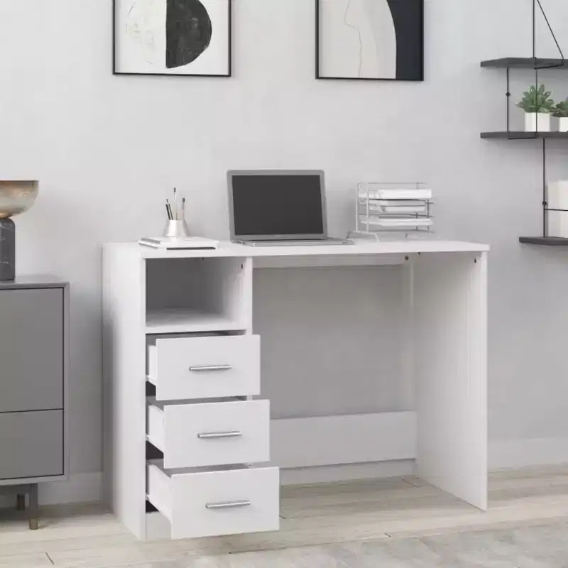vidaXL Desk White Engineered wood 40.2 in x 19.7 in x 29.9 in Desk