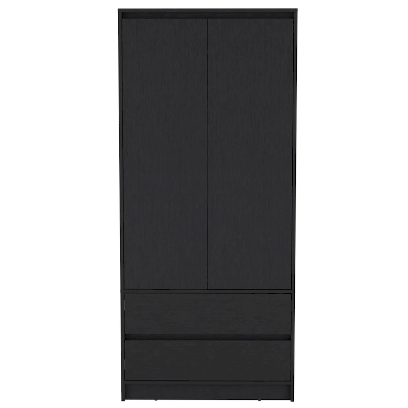 20.47 Modern Double-door Armoire with Hanging Rod and Two Drawers for Bedroom