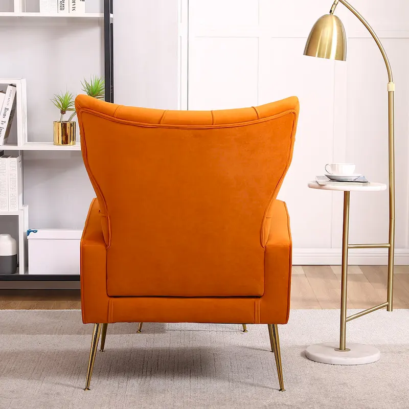 Gray Wingback Accent Chair with Ottoman Set