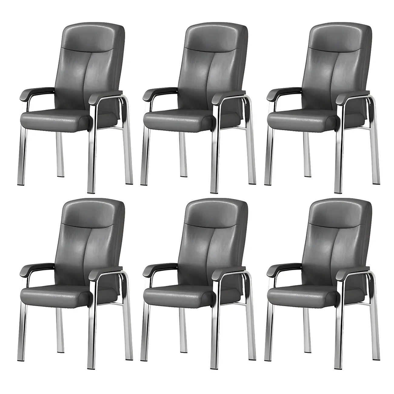 HomeyFad Modern Leather Metal 4-Leg Office Chair with Arms