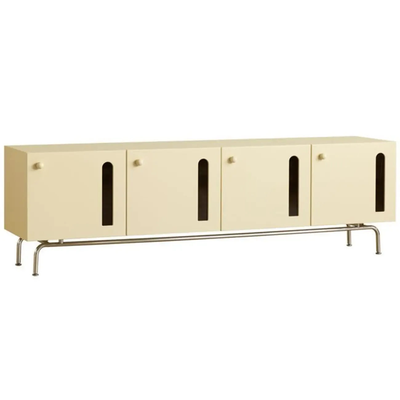 Living Room Rectangle Brown Wood TV Stand with Metal Legs