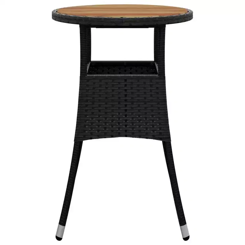 vidaXL Dinner Table Round Garden Dining Table Acacia Wood and Poly Rattan