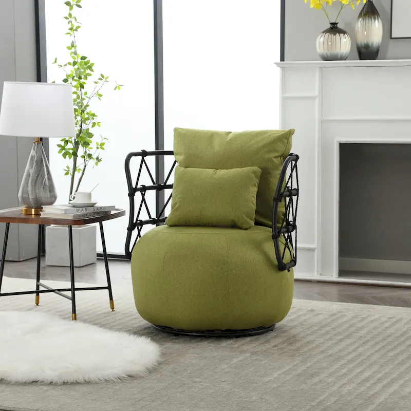 Upholstered Accent Chair with Metal Base