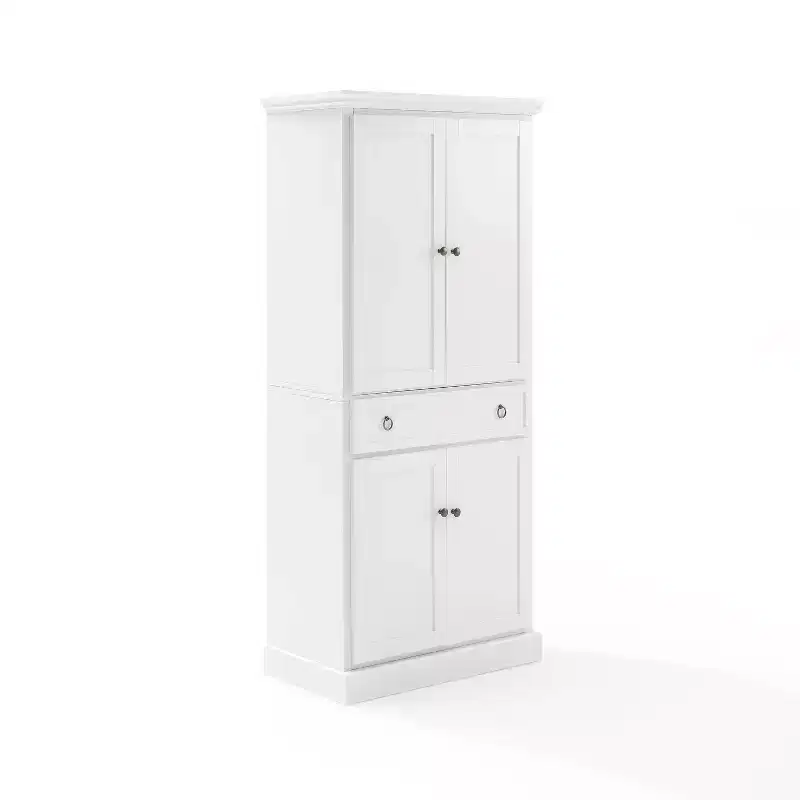 Winston Storage Pantry White - Crosley: Tall Double-Door Cabinet, 5 Shelves, Traditional Style