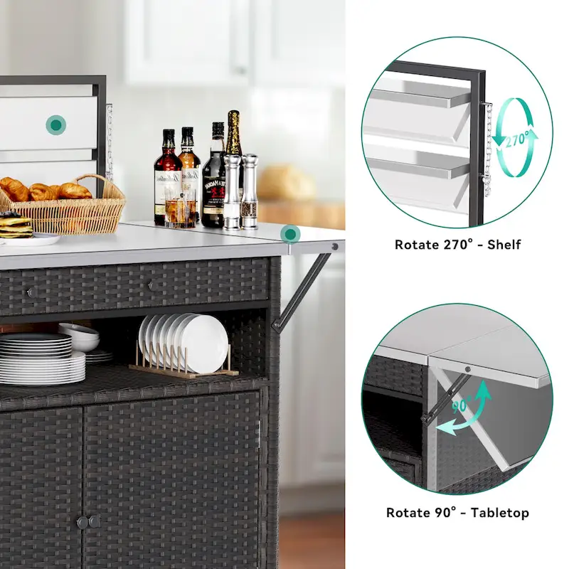 Moasis 54.3 Wicker Bar Cart