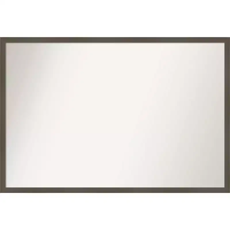 38" x 26" Non-Beveled Svelte Clay Gray Wood Bathroom Wall Mirror - Amanti Art