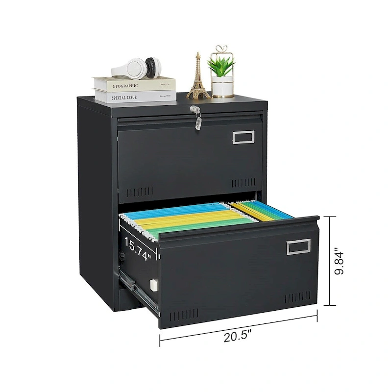 2 Drawer Metal Lateral File Cabinet with Lock