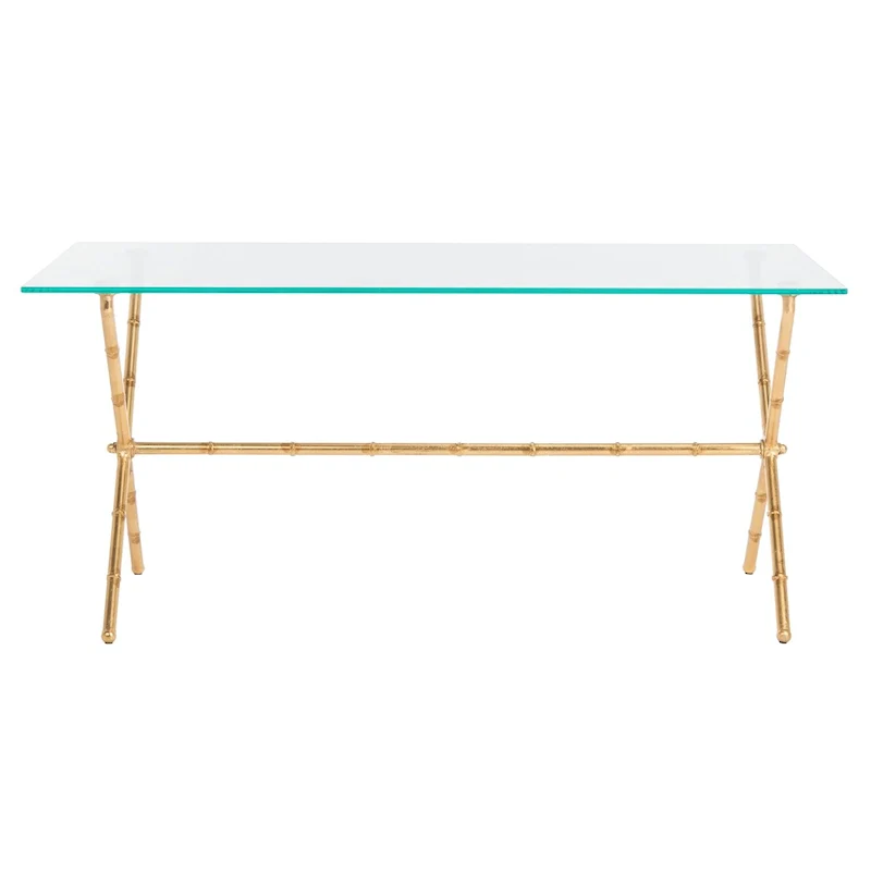 Gold/Silver & Clear/White Glass Top Metal Accent Side Table – 1 Person